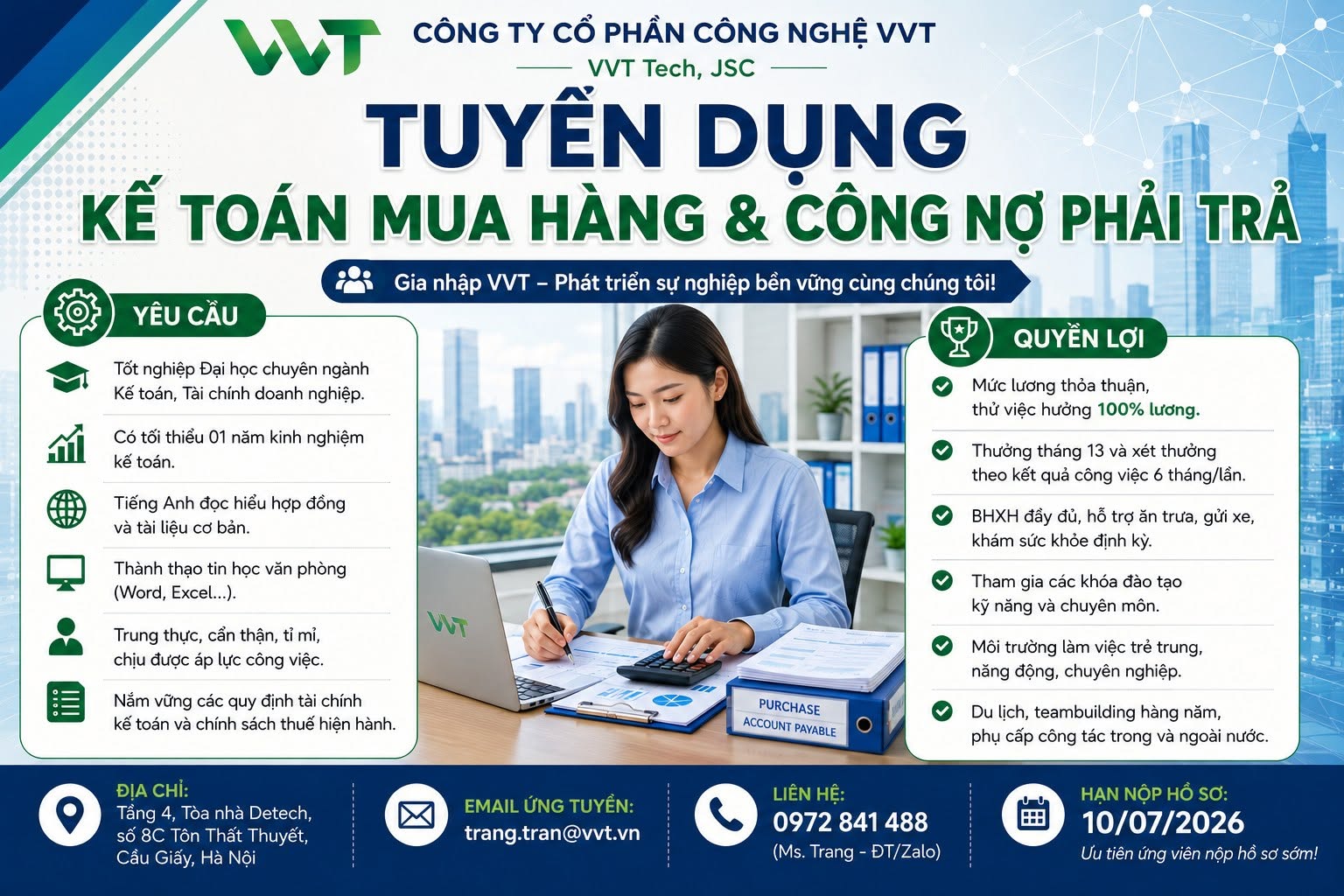 VVT tuyển dụng Kế toán Mua hàng & Công nợ phải trả