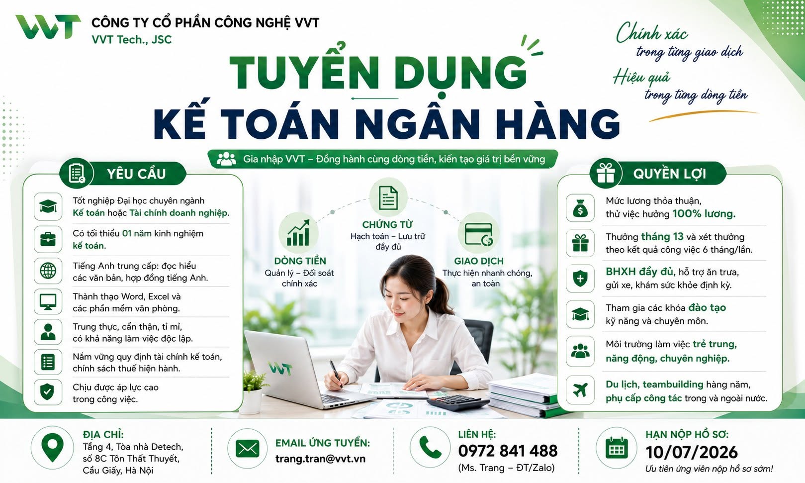 VVT tuyển dụng Kế toán Ngân hàng