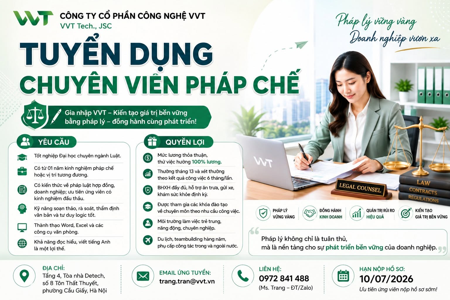 VVT tuyển dụng Chuyên viên Pháp chế